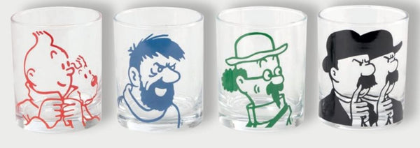Ensemble 4 verres Tintin et les personnages